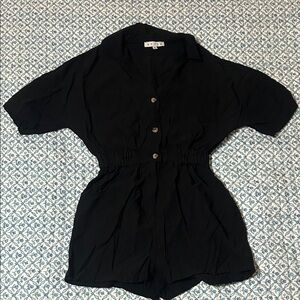 HYFVE Black Button-Up Romper